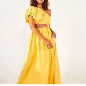 Farm Rio Yellow Open Waist Midi Dress
